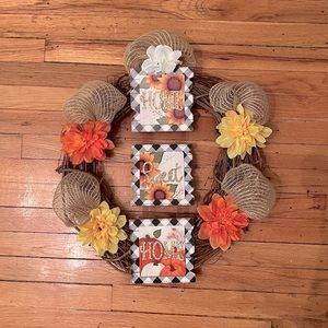 Hand made custom home sweet home wreath for indoor or outdoor use.
